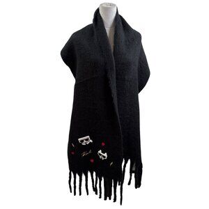 Karl Lagerfeld Embroidered Long Scarf/Wrap Black NWT